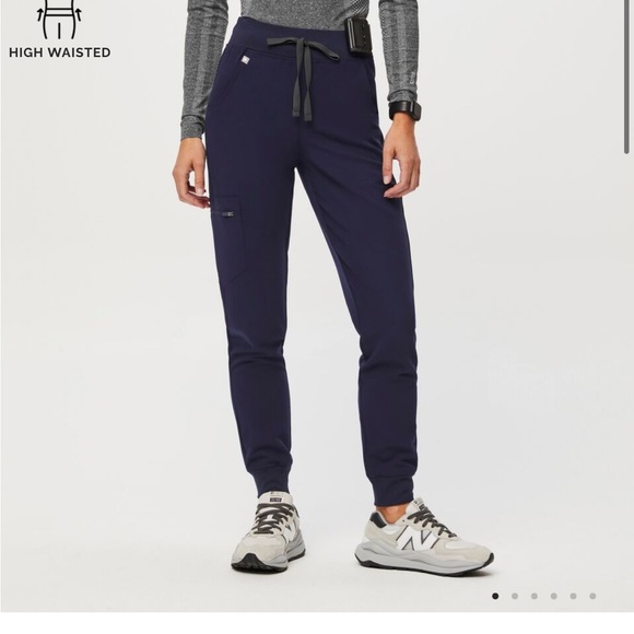 women's Navy Zamora High Waisted Jogger Scrub Pants - Picture 1 of 1
